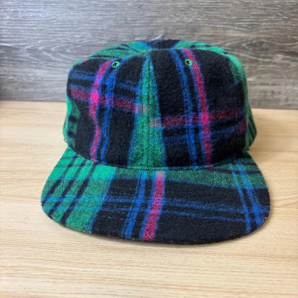 Malstrom Hat Cap Fitted Large‎ Black Green Wool Plaid Dry Goods USA Made